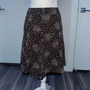 Anne Klein Brown Floral A-Line Skirt